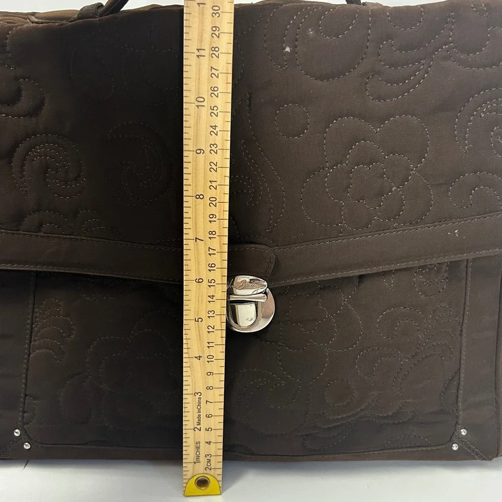 Vera Bradley Brown Quilted Briefcase‎ Messenger Laptop Bag Floral Lining
